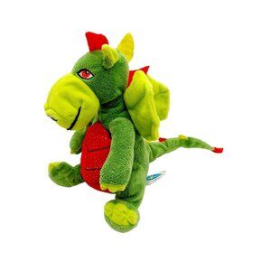 Teddy Mountain Dragon Plush Green Red Belly Wings Stuffed Animal 9"